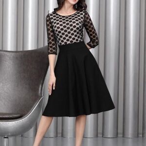 NEW Miusol Black Polka Dot Fit & Flare 3/4 Sleeve Mini Dress Size XLarge